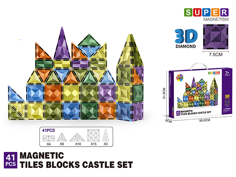 7.5CM 3D Damond Magnetic Tiles Building Blocks 41PCS
