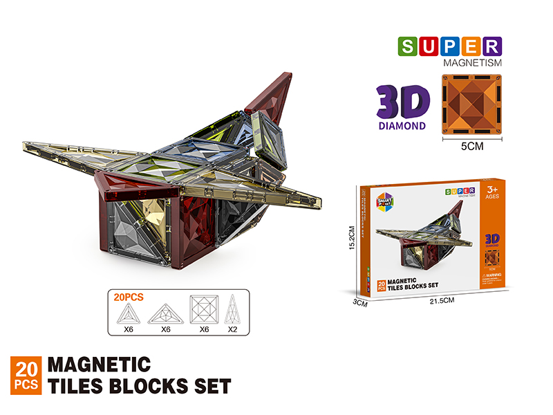 5CM 3D Damond Magnetic Tiles Building Blocks 20PCS