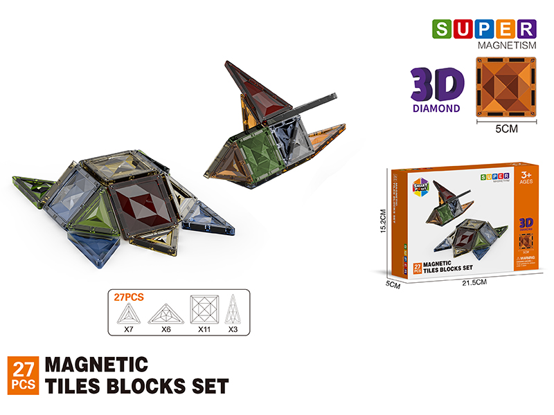 5CM 3D Damond Magnetic Tiles Building Blocks 27PCS