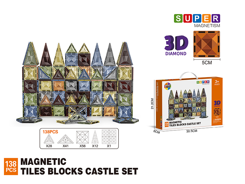 5CM 3D Damond Magnetic Tiles Building Blocks 138PCS
