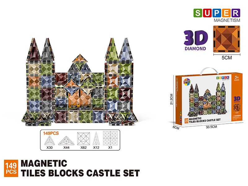 5CM 3D Damond Magnetic Tiles Building Blocks 149PCS