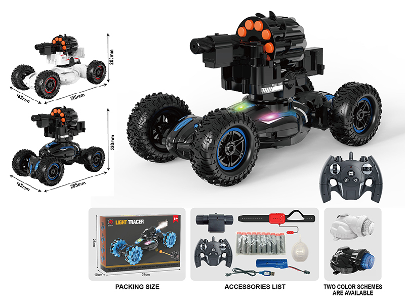 Dual Remote Control Multifunctional Stunt Tank(Shooting Soft Bullet, Spray, Off-Road Tyre)