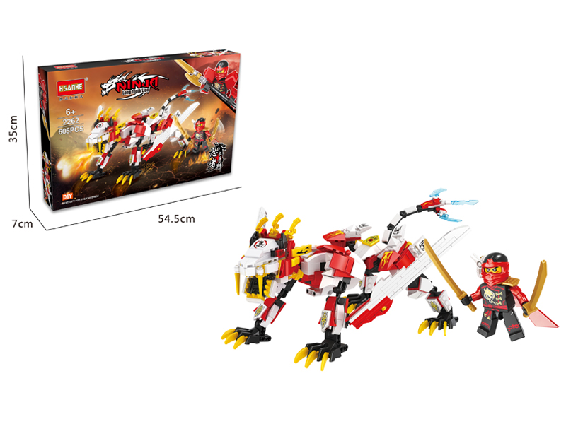 605PCS Ninja Long Toothed Lion Series Building Block