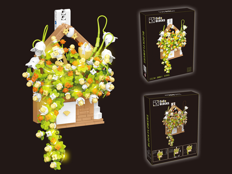 577PCS Flower Potted Building Blocks With Lights