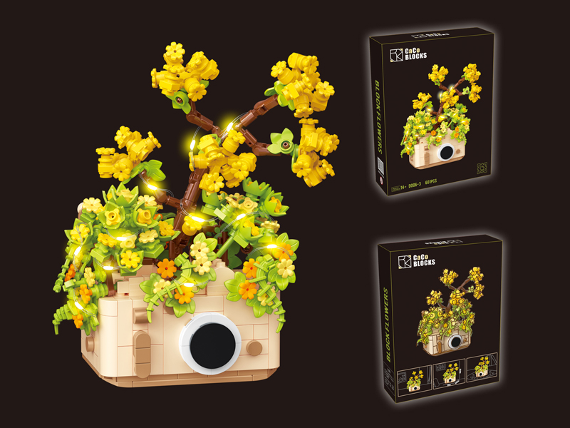 601PCS Flower Potted Building Blocks With Lights
