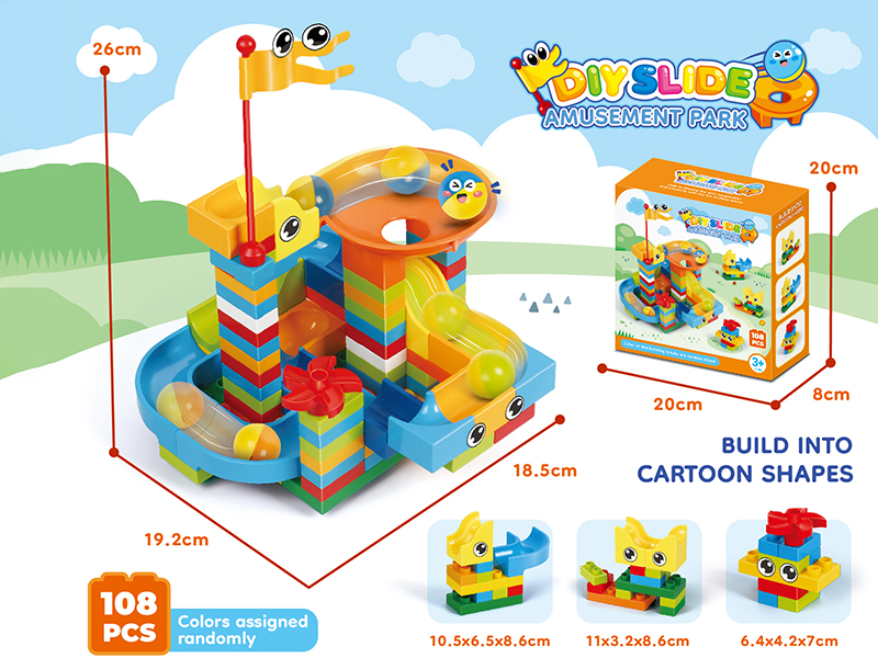 108PCS DIY Slide Amusement Park Building Blocks