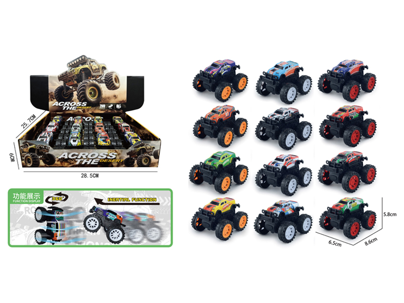 12PCS Friction Large Wheeled Metal Stunt Vehicle