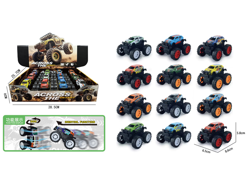 12PCS Friction Large Wheeled Metal Stunt Vehicle