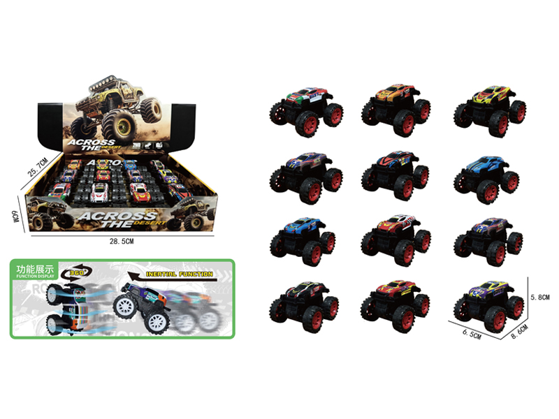 12PCS Friction Large Wheeled Metal Stunt Vehicle