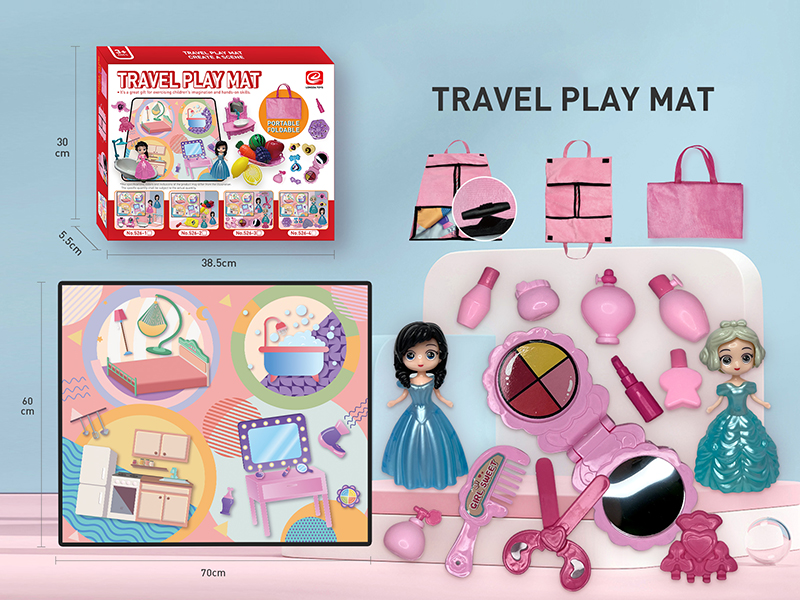 Travel Play Mat Portable Storage Bag - Princess Makeup Toys