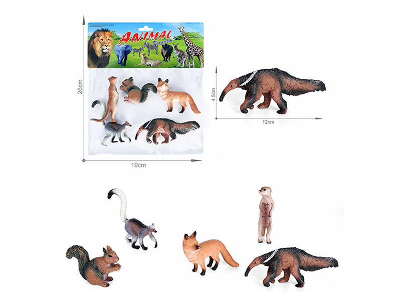 5-6 Inch Simulated Painted PVC Wildlife Toy 5PCS