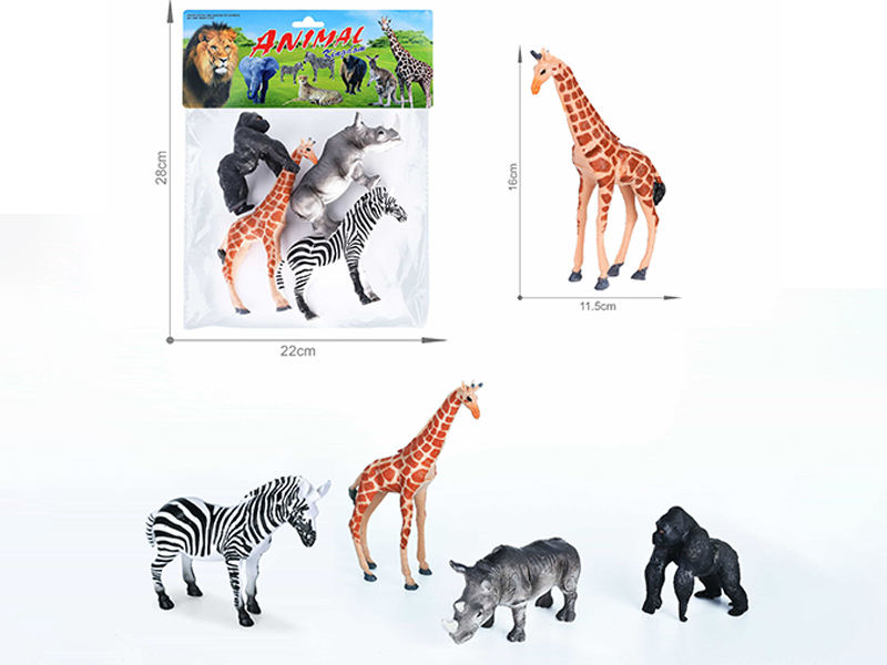 5-6 Inch Simulated Painted PVC Wildlife Toy 4PCS