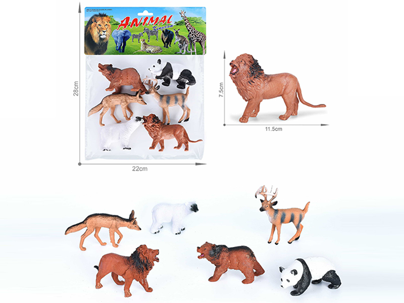 5-6 Inch Simulated Painted PVC Wildlife Toy 6PCS