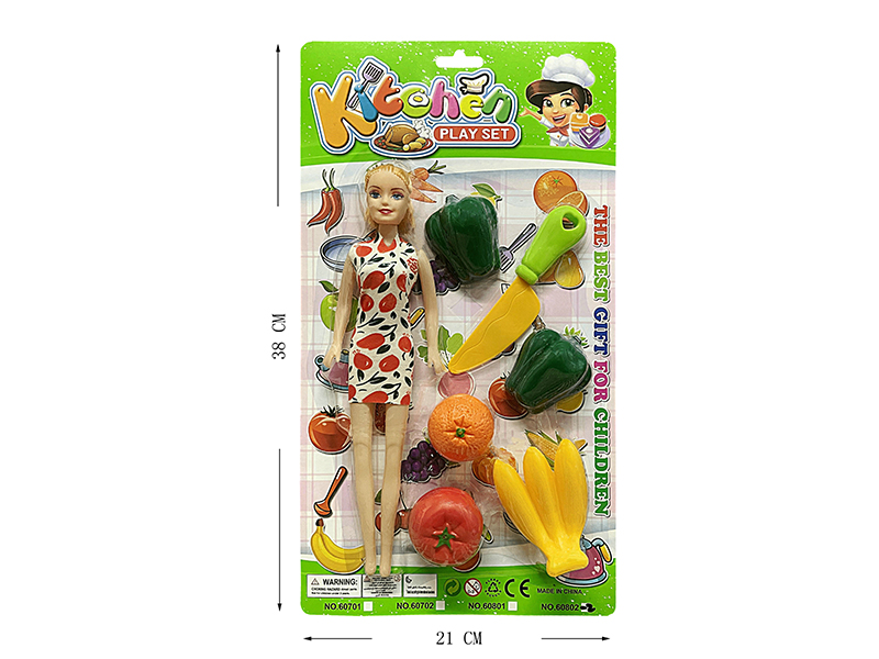 Cutting Fruits And Vegetable Set + Doll