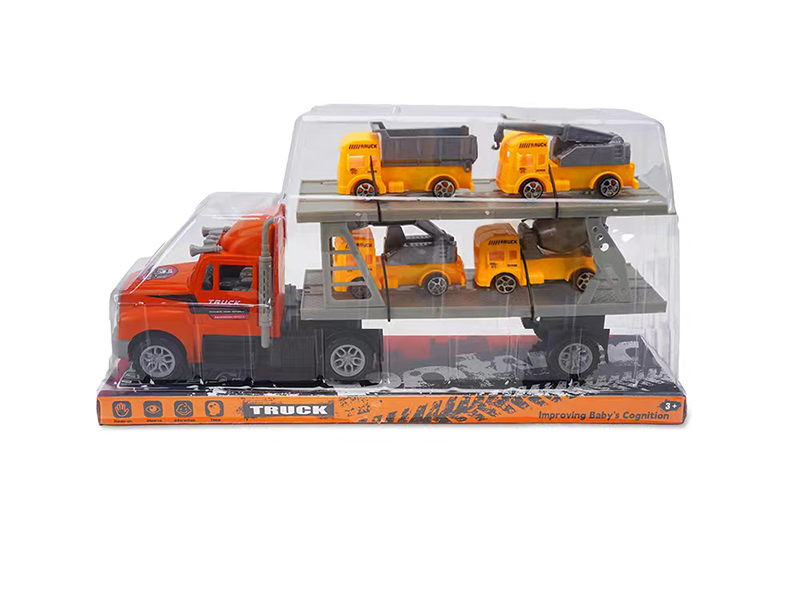 Friction Orange Trailer + 4 Engineering Trucks