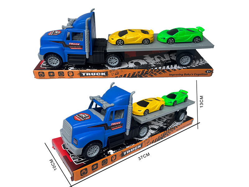 Friction Blue Trailer + 2 Sports Cars