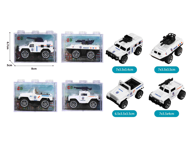 Alloy Pull Back White Police Car