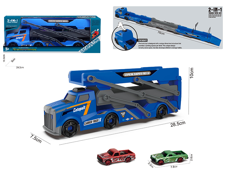 Slide Ejection Fold Track Transport Car + 2 Slide Muscle Cars