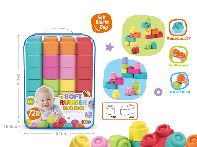 Soft Plastic Building Blocks 72PCS