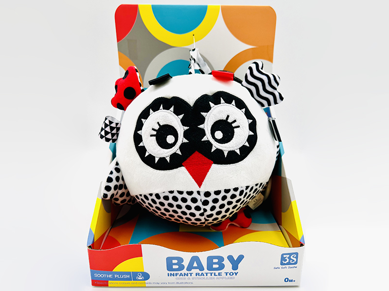 Black And White Plush Animal Baby Crib Stroller Hanging Toy