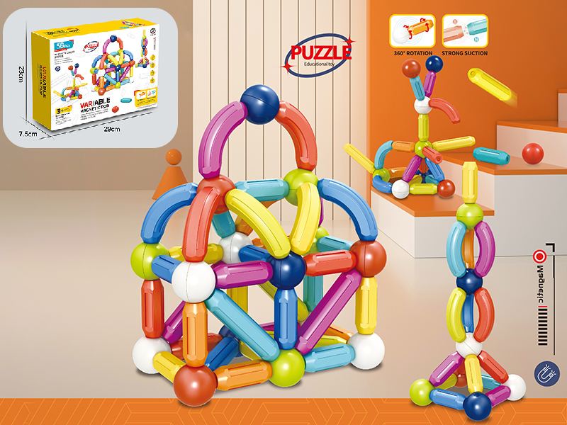 Candy Color Variable Magnetic Rod Building Blocks 56pcs