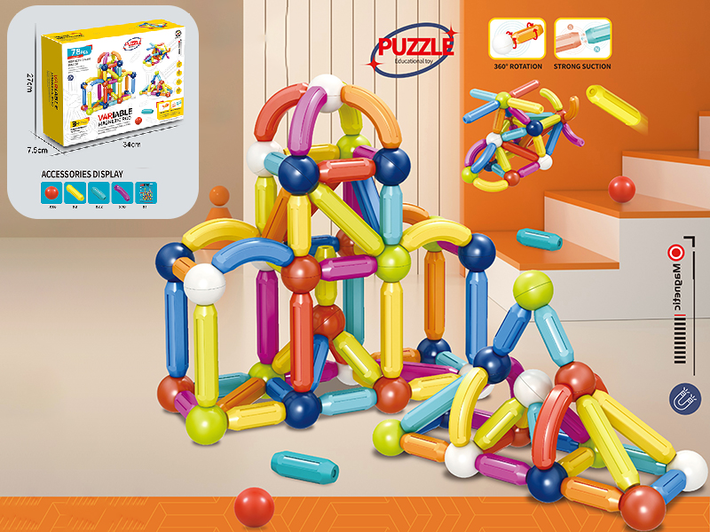 Candy Color variable Magnetic Rod Building Blocks 78pcs
