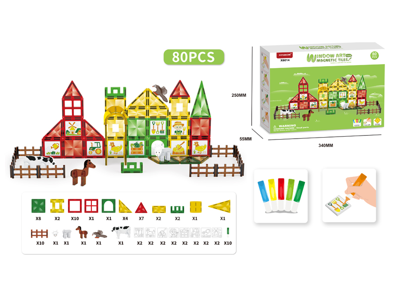 80PCS Farm Series Magnetic Non Baking Adhesive Coating