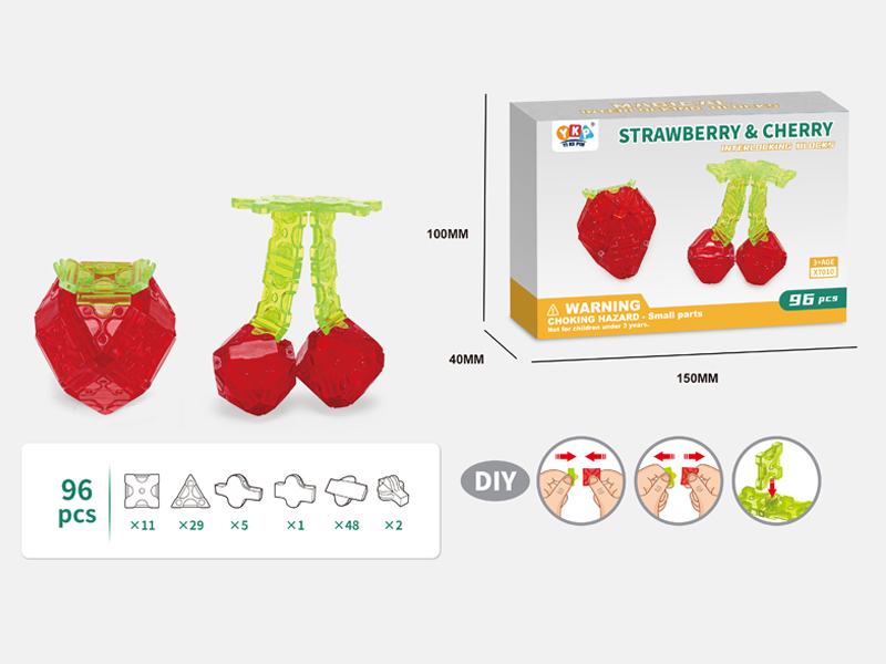 96PCS Strawberry+Cherry Building Blocks