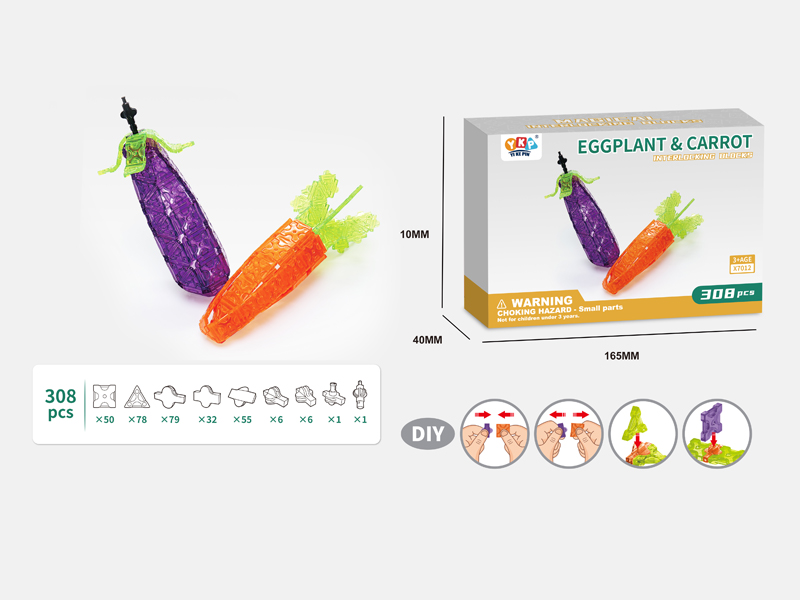 308PCS Eggplant+Carrot Building Blocks