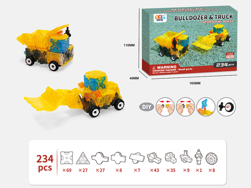 234PCS Engineering Bulldozer+Soil Carrier Building Blocks