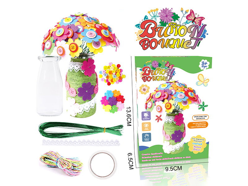 DIY Button Bouquet-Four Leaf Clover