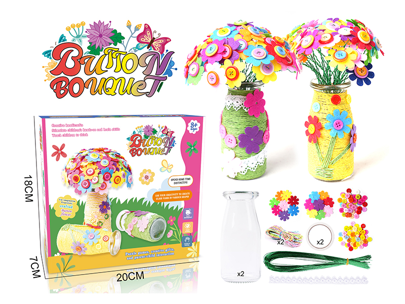 DIY Button Bouquet-Four Leaf Clover/Sunflower