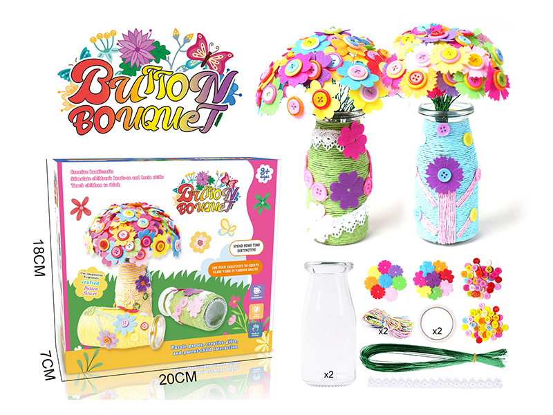 DIY Button Bouquet-Four Leaf Clover/Carnation
