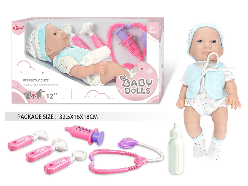12 Inch Fully Vinyl Newborn Baby Doll With Doctor Set
