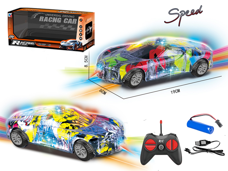 4CH R/C Transparent Shell Graffiti Sports Car With Sound And Light