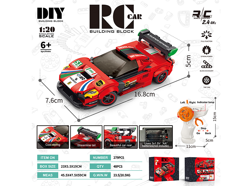 1:20 Remote Control Car Building Blocks -Ferrari 279pcs