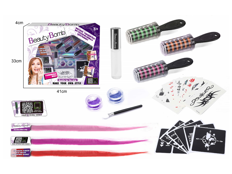 Tattoo Set With Hair Dye And Wig