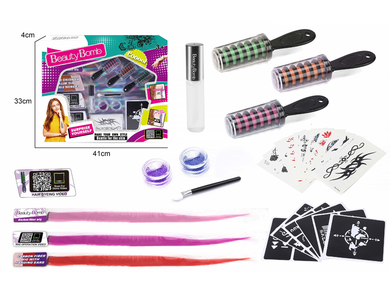 Tattoo Set With Hair Dye And Wig