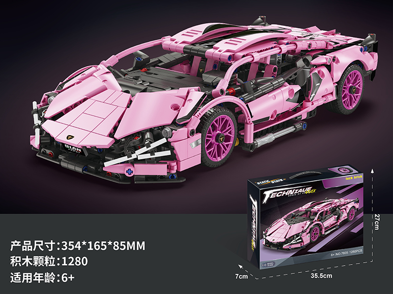 1:14 Pink Sports Car Building Blocks