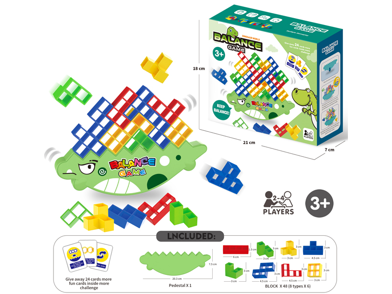 Cartoon Dinosaur Tetris Building Blocks(48PCS)