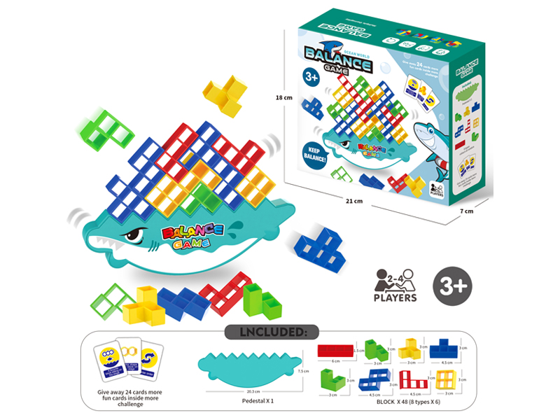 Cartoon Shark Tetris Block(48PCS)