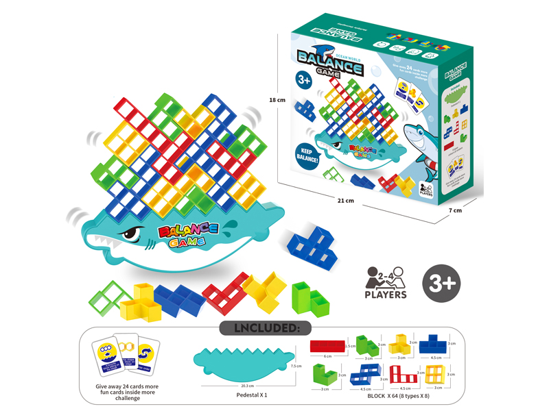 Cartoon Shark Tetris Block(64PCS)