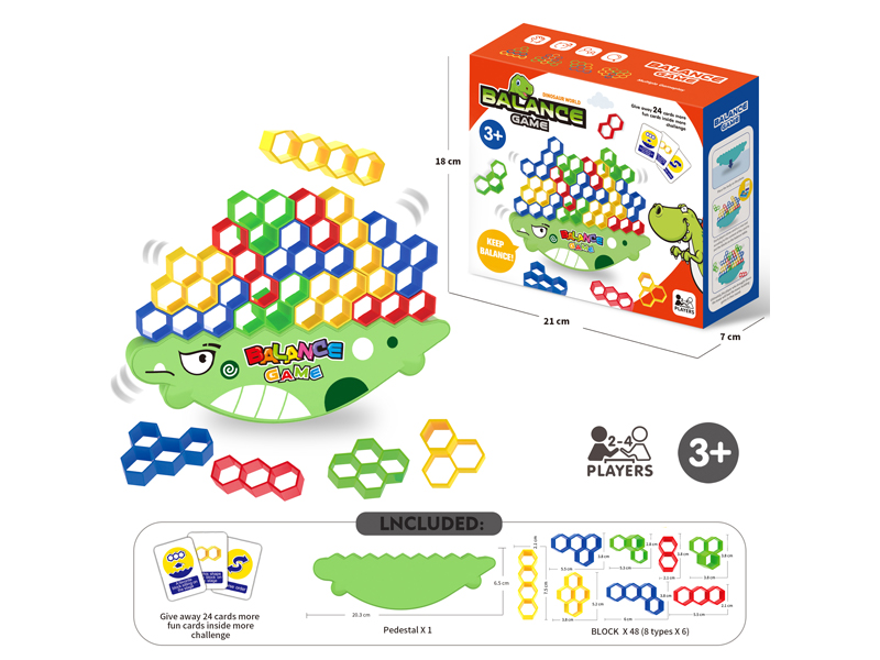 Cartoon Dinosaur Russian Hexagonal Block Building Block(48PCS)