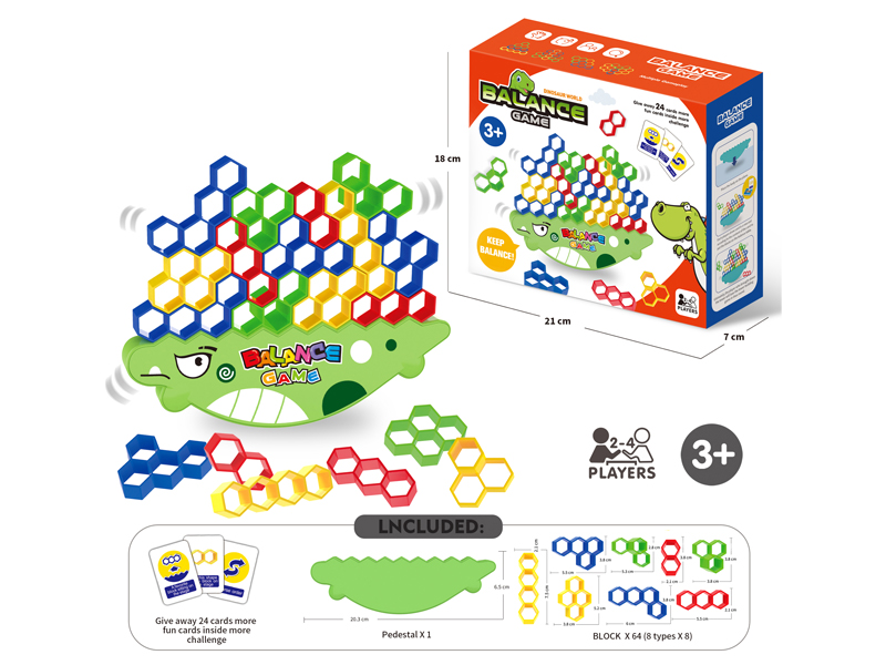 Cartoon Dinosaur Russian Hexagonal Block Building Block(64PCS)