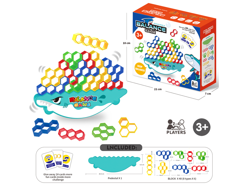 Cartoon Shark Russian Hexagonal Block Building Block(48PCS)