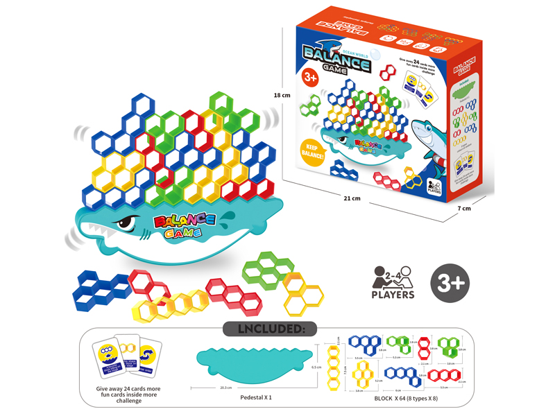 Cartoon Shark Russian Hexagonal Block Building Block(64PCS)