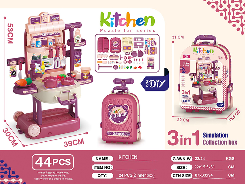 44PCS DIY Pull Box Kitchen Toy