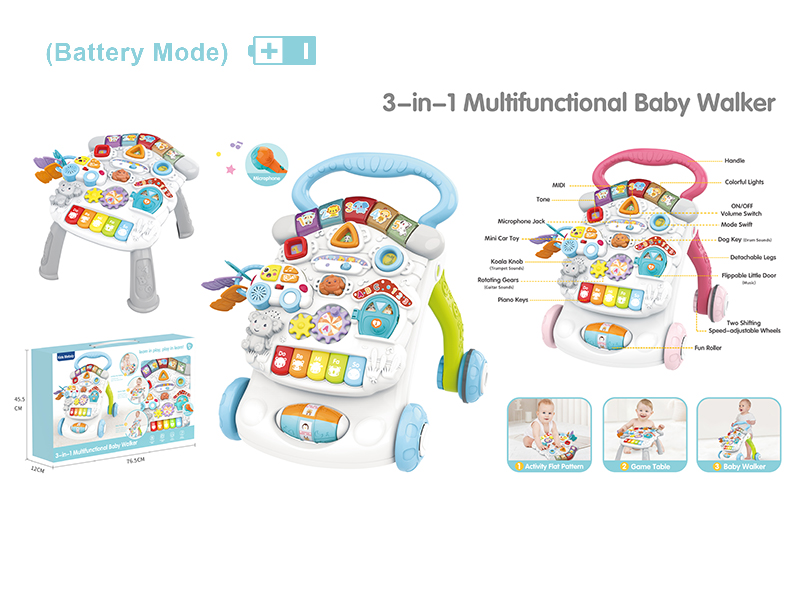 3 In 1 Multifunctional Baby Walker(Battery Version)