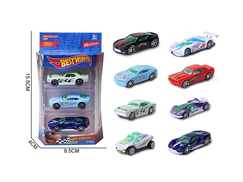 1:64 Slide Alloy Car(Racing Car/Sports Car)3PCS