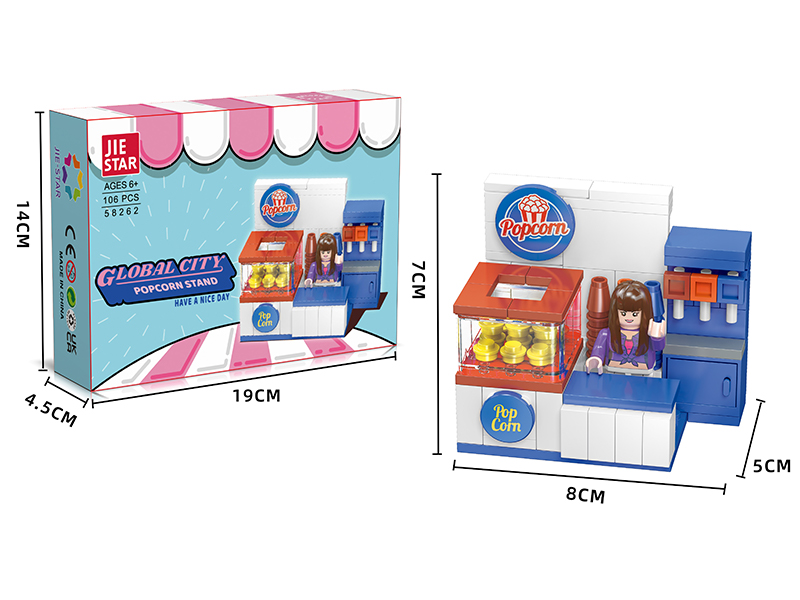 106PCS Building Block-Popcorn Stall
